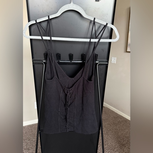 Mango Ribbed Black Top - Picture 2 of 6